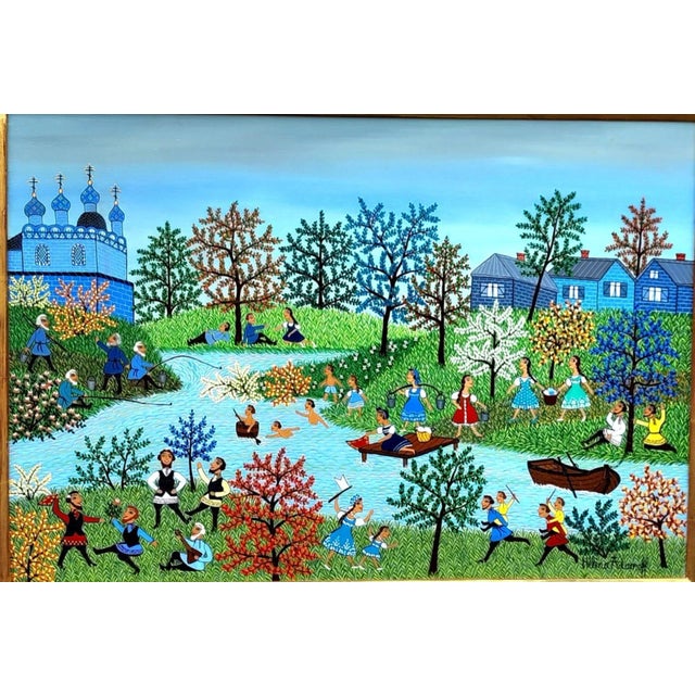 1960s Beautiful "La Fin De La Moisson" Painting Framed. For Sale - Image 5 of 10