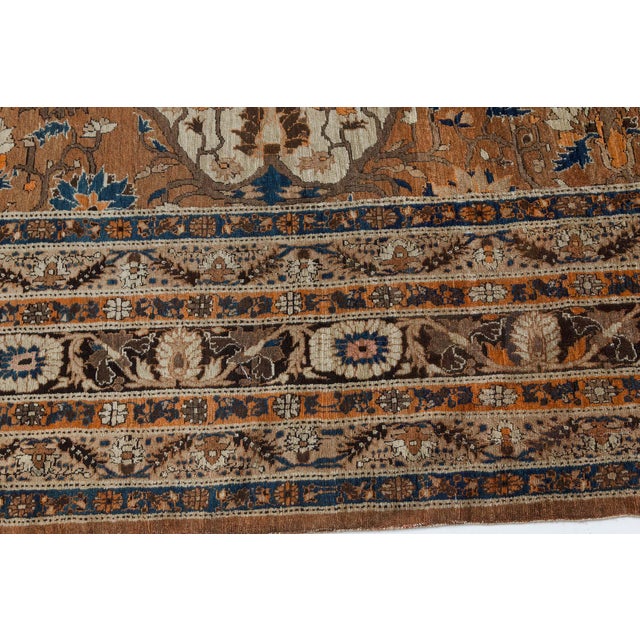 Antique Persian Tabriz Handmade Wool Carpet For Sale In New York - Image 6 of 8