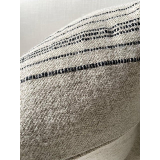 Traditional Belgian Linen and Wool Oversize Pillow Cover in Oatmeal and Coal With Insert For Sale - Image 3 of 6