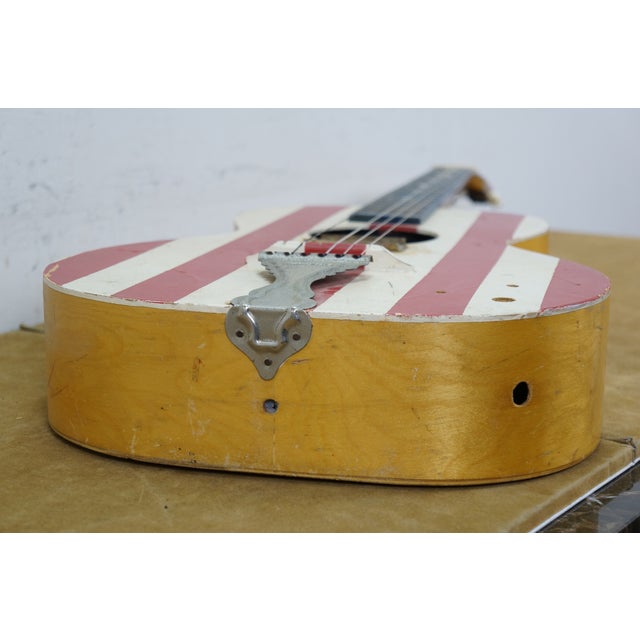 Vintage Folk Art Painted American Flag 3/4 Acoustic Guitar Usa For Sale - Image 13 of 16