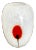 Minimalist Modern White Speckle Art Glass Vase With Red Flower For Sale