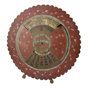 Vintage Embossed Brass 100-Year Perpetual Calendar Volvelle Spinner
