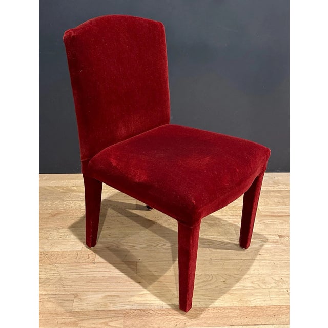 Burgundy Set of 10 Burgundy Mohair Dining Chair For Sale - Image 8 of 9