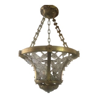 1920s Antique Gilt Bronze Maison Bagues Beaded Crystal Chandelier For Sale