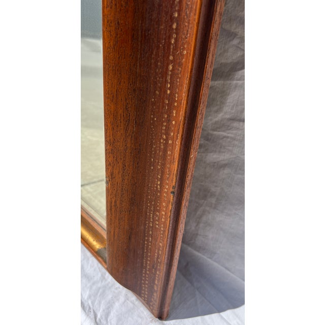 Italian Walnut Wood & Gold Distressed Floor Mirror For Sale - Image 10 of 13