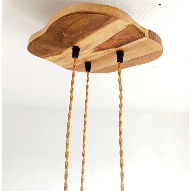 Wood Art Deco Trio Globe Pendant Light, 1950s For Sale - Image 7 of 9
