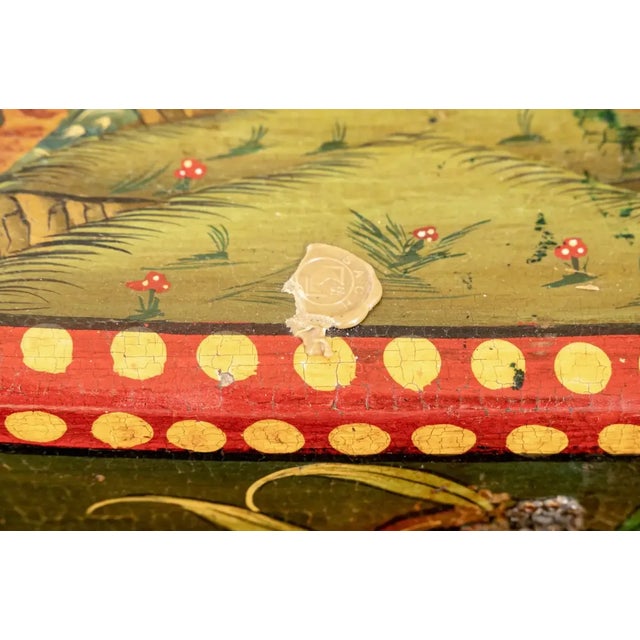 Ruby Red 1970s Hand-Painted Chinese Hinged Pigskin Box For Sale - Image 8 of 12