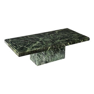 Verde Alpi Marble Pedestal Coffee Table, Italy, 1980s For Sale