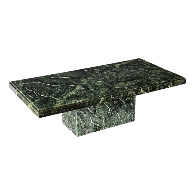 Verde Alpi Marble Pedestal Coffee Table, Italy, 1980s For Sale