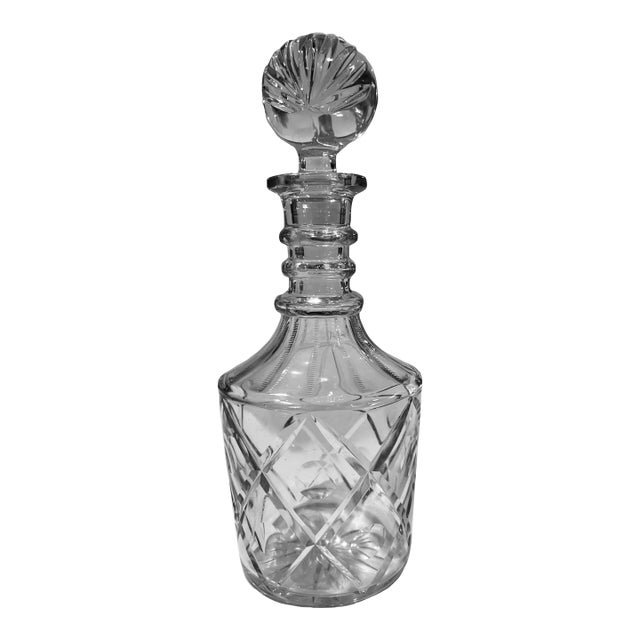 Antique Georgian Style Cut Lead Crystal Decanter For Sale
