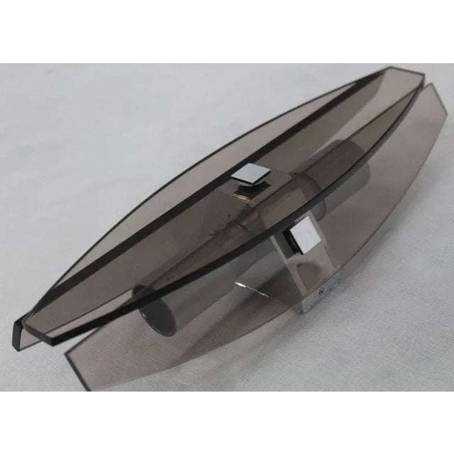 Mid-Century Modern Mid-Century Modern Italian Smoked Glass Sconces by Veca - a Pair For Sale - Image 3 of 8