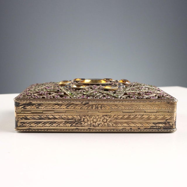 Brown Silver and Glass Stone Box For Sale - Image 8 of 12
