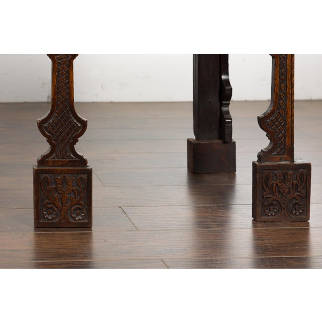 English 19th Century Oak Sideboard with Three Low-Relief Carved Drawers For Sale - Image 12 of 12