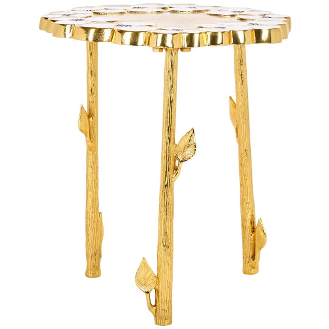 Gold Florance Floral Accent Table in Gold For Sale - Image 8 of 8