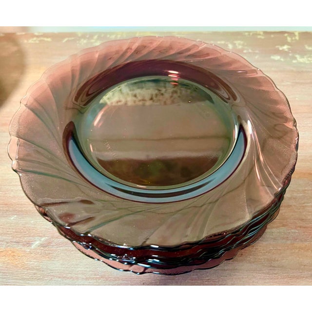Late 20th Century French Fluted Purple Glass Party Plates, Set of 16 For Sale - Image 5 of 6