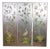 3 Chinoiserie Gold Silver Metallic Tropical Bird Crane Leaf Vine Hanging Panels 63" For Sale