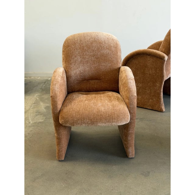 Vintage Curved Velvet Arm Dining Chairs - Set of Four For Sale - Image 16 of 18