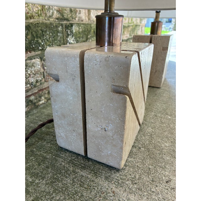 Vintage Travertine Table Lamps - a Pair For Sale - Image 10 of 14