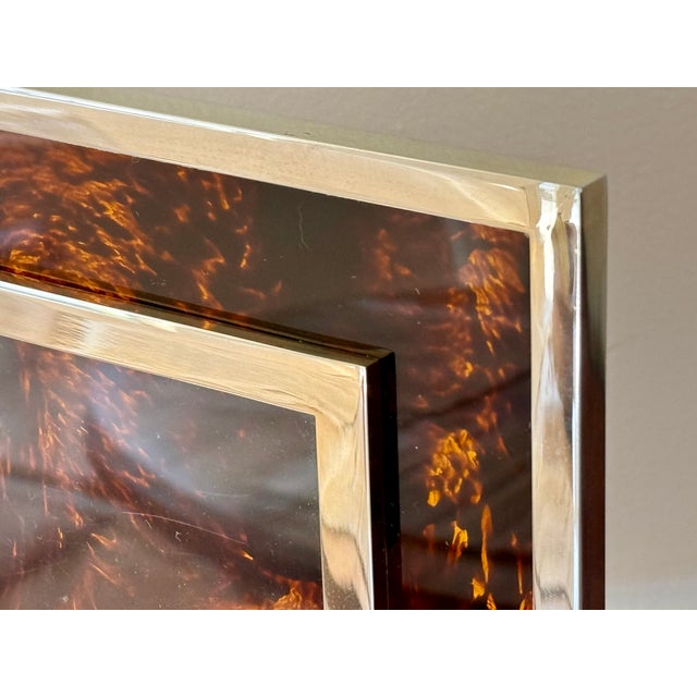 Metal 1970’s Taitu, Italy Faux Tortoise Lucite Photo Frame For Sale - Image 7 of 12