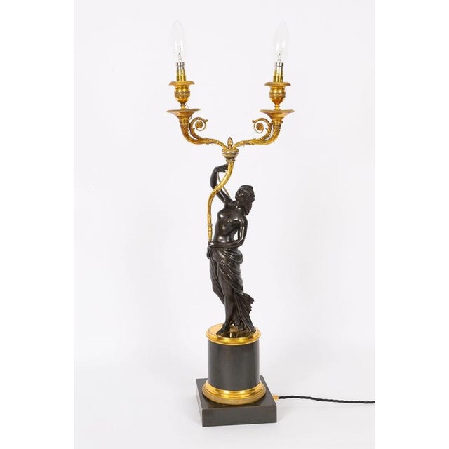 Antique French Bronze and Ormolu Two Light Candelabra, Set of 2 For Sale - Image 6 of 18