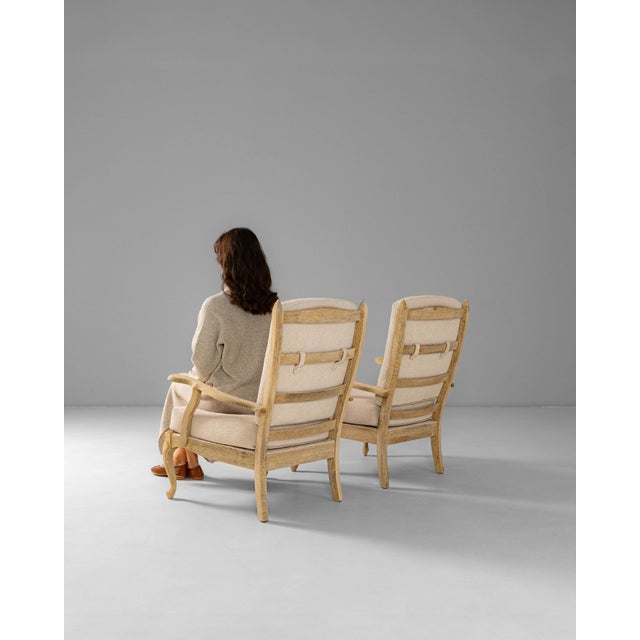 Wood 1960s French Louis XV Style Oak Armchairs With Upholstered Cushions - A Pair For Sale - Image 7 of 18