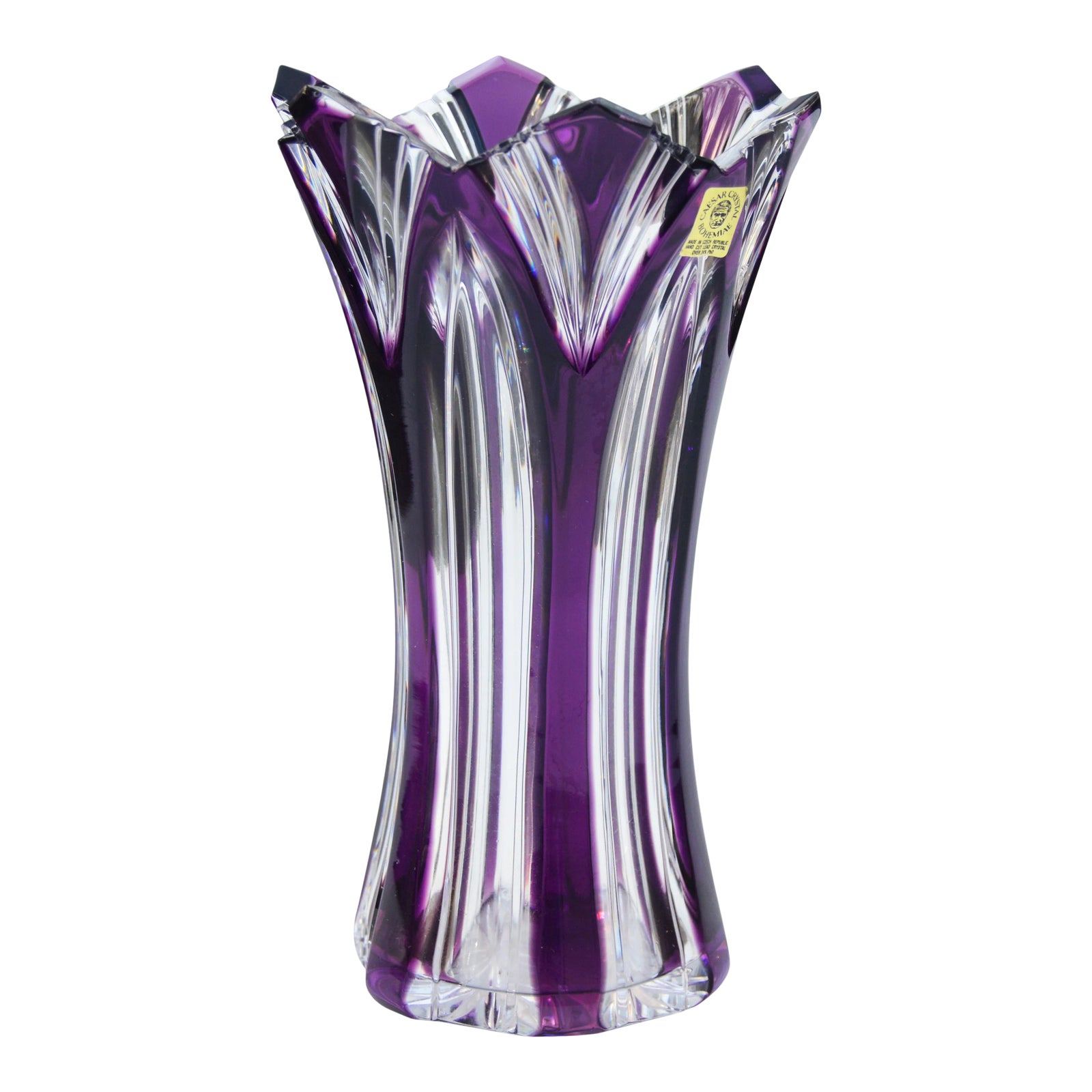 Crystal Purple CutGlass Vase Chairish