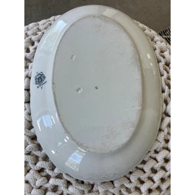 Antique W. H. Grindley Blue Fern Ironstone Serving Platter, England C. 1891-1914 For Sale In Houston - Image 6 of 9