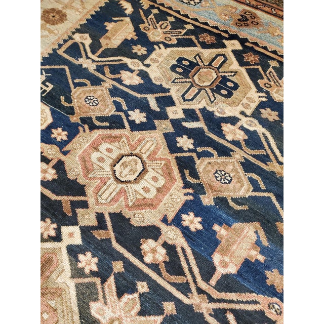 Navy Blue Antique Persian Malayer Carpet, Handmade Oriental Rugs, Navy, Orange, Cream For Sale - Image 8 of 12
