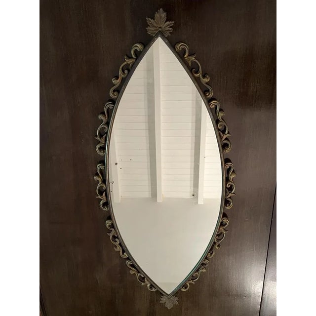 Metal Italian Bronze Wall Mirror, 1950s For Sale - Image 7 of 11