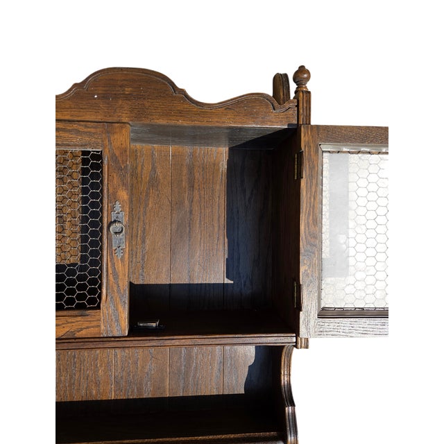 Wood Ethan Allan Charter Oak Jacobean Hanging Wall Shelf Hutch Curio Display Cabinet For Sale - Image 7 of 14