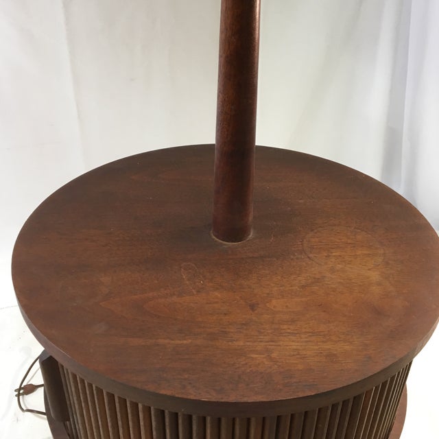 Vintage MidCentury Leviton Wooden Floor Lamp With Tray Table and