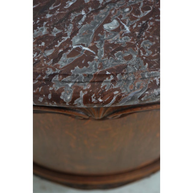 Wood Maison Gouffe Vintage French Oak 4 Door Marble Top Console For Sale - Image 7 of 18
