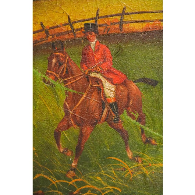Wood Three Panel Screen Room Divider Antique Hand Painted English Country Horse Scene For Sale - Image 7 of 18