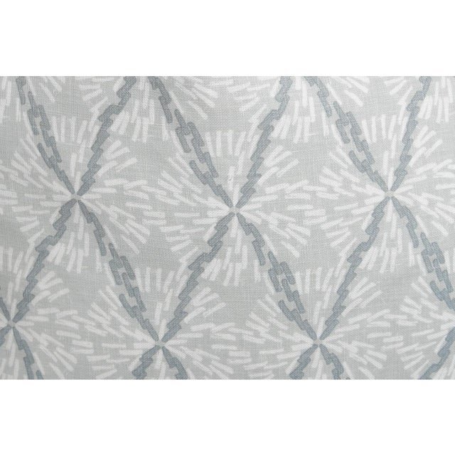 Pair of custom, high-end Lake August Tula designer linen floral geometric pattern pillow covers in cloud color way....