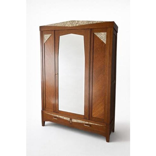 Art Deco Oak Wardrobe with Mirror and Carved Details, 1920s For Sale - Image 14 of 14