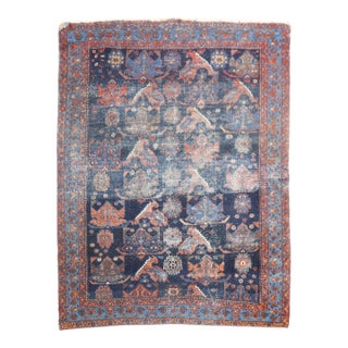 Antique Zabihi Collection Tribal Persian Worn Small Square Rug - 4'6" x 5'7" For Sale