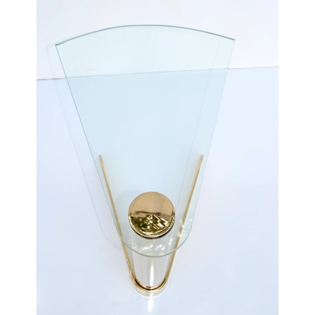 Karl Springer Style Mid-Century Modern Brass & Glass Drink Side Sofa Table - A Pair For Sale - Image 10 of 11