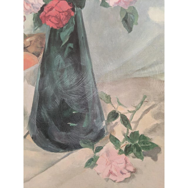 Green Vintage Still Life Botanical Flower Bouquet Framed Art Signed For Sale - Image 8 of 11