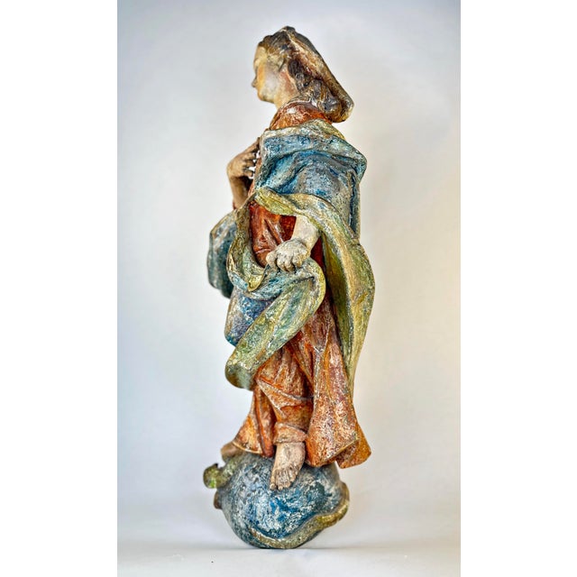 Mary, Mother of God, South German Master circa 1760, Carved Wood For Sale - Image 6 of 10