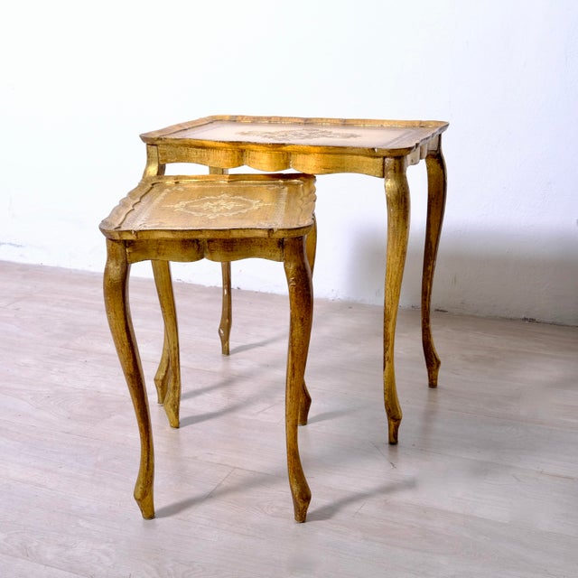 Neo-Classical Florentine Nesting Tables, Italy, 1960s, Set of 2 For Sale - Image 4 of 17
