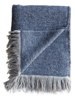 Dark Grey Belgian Linen and Wool Throw-Xl