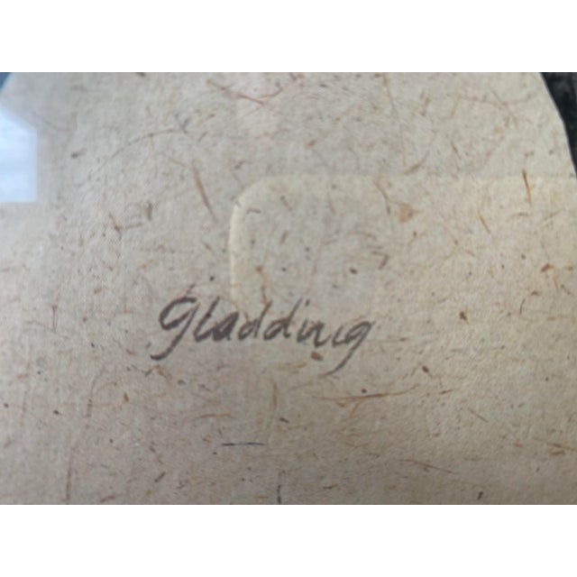 Black Vintage Asian Inspired Botanical Watercolor Signed Gladdinig For Sale - Image 8 of 10