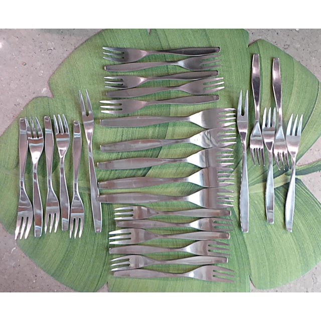 Mid-Century Modern Henckels Mid Century Modern Azur Flatware Satin-Finish 111 Pcs. Germany 1960s For Sale - Image 3 of 10