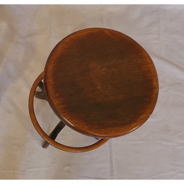 Victorian Early 20th Century Antique Oak Stool For Sale - Image 3 of 5