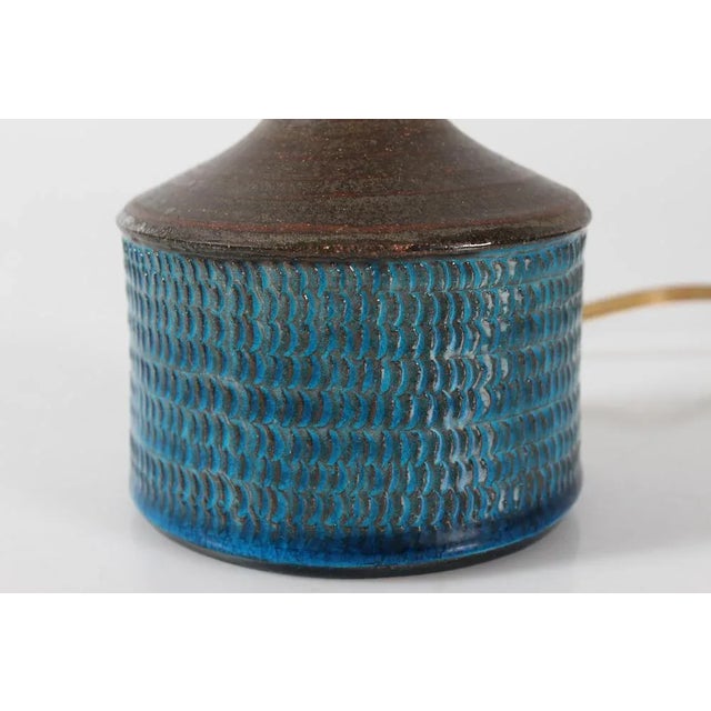 Small Danish Table Lamp with Turquoise Glaze by Nils Kähler for Kähler, 1970s For Sale - Image 4 of 8