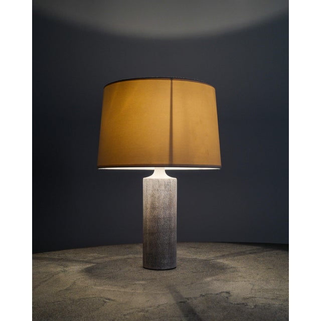 Mid-Century Modern French Stoneware Cylinder Table Lamp from Georges Jouve, France, 1950s For Sale - Image 3 of 7