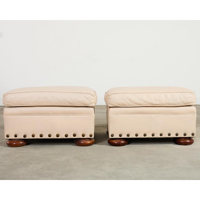 Pair of Ralph Lauren Style Leather Writer's Chairs + Ottomans For Sale - Image 17 of 18