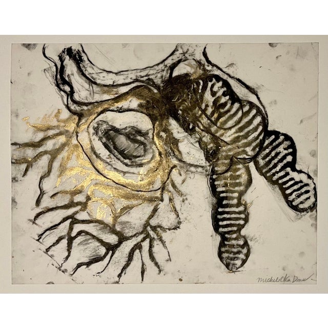 Paper Michele Oka Doner, Original Drawing Painting Abstract Biomorphic Art Gold Leaf Michele Oka Doner, 2004 For Sale - Image 7 of 11