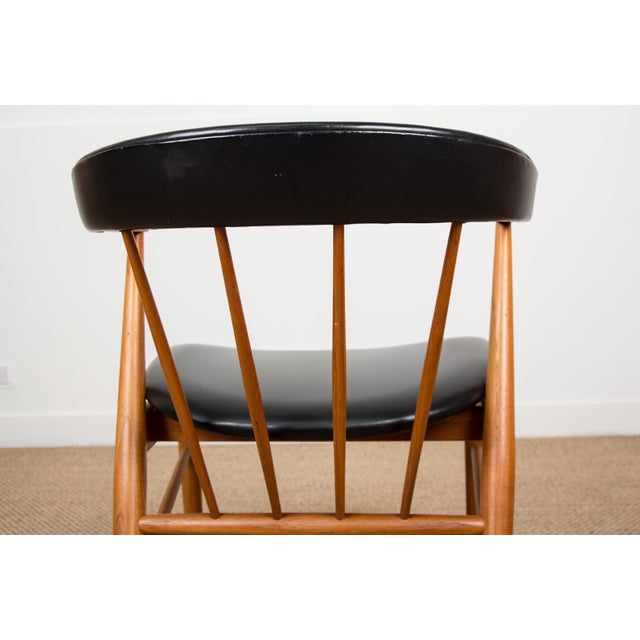 Danish Armchair in Teak and Skai by Helge Sibast for Sibast, 1950s, in Flawless conditions. Designed 1950 to 1959 This...