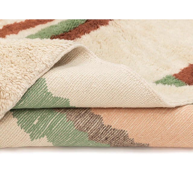 Vertical Streak Abstract Hand-Knotted Moroccan Wool Rug | 10'0" X 7'7" | One of a Kind For Sale - Image 6 of 8